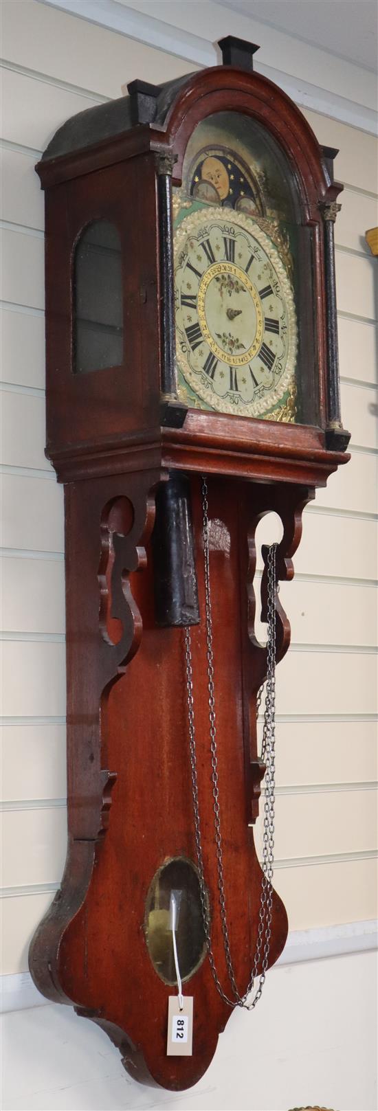 An 18th century Dutch wall clock (requiring restoration) H.130cm approx.